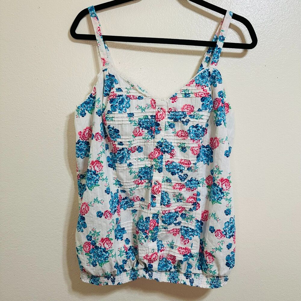 Torrid BOHO Women's White Floral Cotton Camisole with Adjustable Straps Size 2